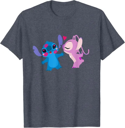 Vista 75 de Disney Stitch and Angel - Camiseta para el día de San Valentín Negro