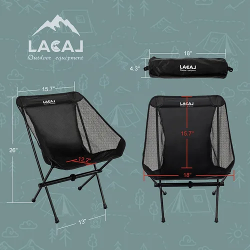 Vista 2 de G2 GO2GETHER Silla de camping plegable ultraligera, marco de aluminio, tela transpirable Surper, fácil de transportar, tamaño de almacenamiento Negro