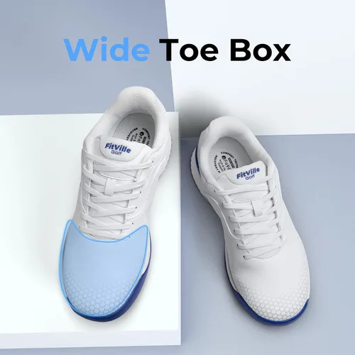 Vista 4 de FitVille Zapatos de golf anchos y extra anchos para hombre, zapatos de golf profesionales impermeables para exteriores para hombres