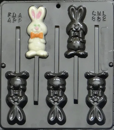 Vista 2 de Molde de caramelo de chocolate con piruleta de conejo de Pascua 882