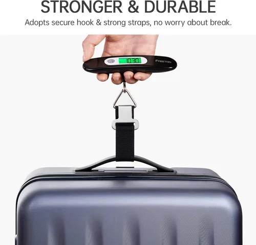 Vista 5 de FREETOO Báscula de equipaje portátil digital para maleta báscula de viaje con función de tara capacidad de 110 libras