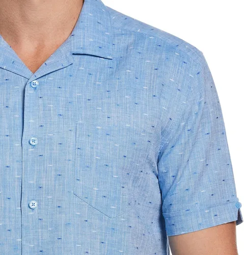 Vista 3 de Cubavera Camisa con cuello Dobby de mezcla de lino para hombre, 20 x 34 pulgadas