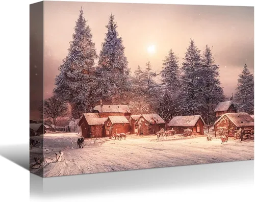 Vista 15 de BANHUA1 Lienzo decorativo de pared de Navidad, pósteres de pintura para decoración del hogar, arte de pared, impresiones en lienzo HD