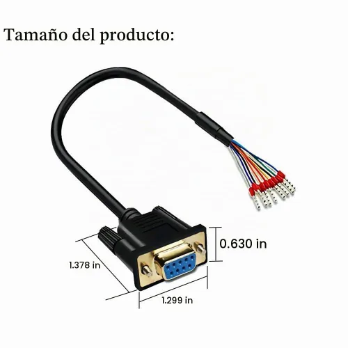 Vista 2 de Cable de extensión serial de 9 pines RS232 hembra DB9 de 5 pies