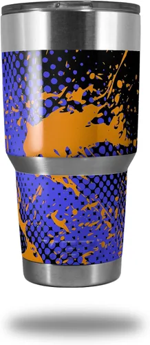 Vista 6 de Vinilo Wrap para Yeti Rambler vaso – 30 oz Halftone Splatter, rosado, azul (Blue Hot Pink)