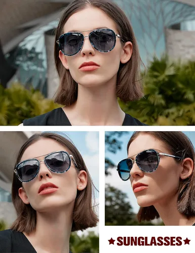 Vista 6 de BIRCEN Gafas de sol polarizadas para mujer con protección UV - Sombras retro espejadas con montura de acetato BC2001