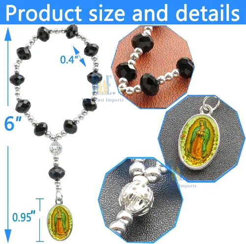 Vista 3 de Pulsera religiosa de cristal, 12 pulseras de Nuestra Señora de Guadalupe para Primera Comunión Bautizo Favor