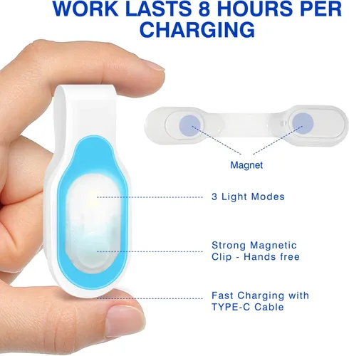 Vista 3 de Luces de enfermera para turno de noche, luz nocturna de enfermería recargable, con clip, manos libres, linternas LED para caminar, correr, mascotas