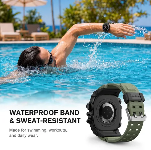 Vista 9 de amBand - Carcasa compatible con Apple Watch SE 3/SE 2/SE/6/5/4 de 1.732 pulgadas, M3 de 1.732 pulgadas, resistente correa táctica, protector