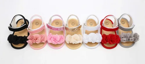 Vista 3 de myppgg Sandalias de verano para niñas pequeñas, antideslizantes, suela suave, pantuflas para bebés, vestido de princesa floral, zapatos