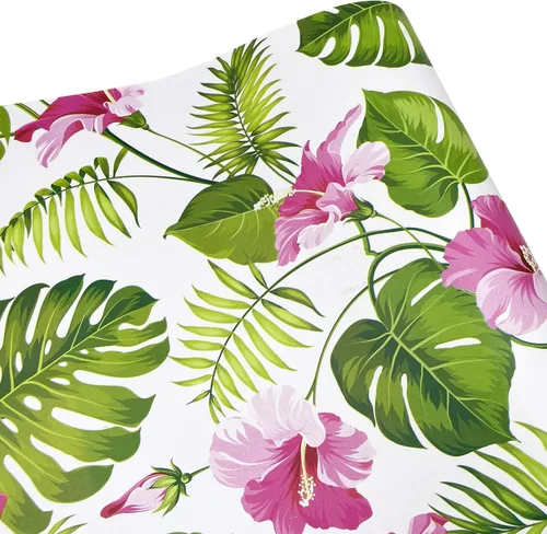 Vista 9 de SimpleLife4U Hawaii Flower Style Muebles Papel Autoadhesivo Estante Liner Maquillaje Joyería Gabinete Decoración 17.7 pulgadas Por 9.8 pies