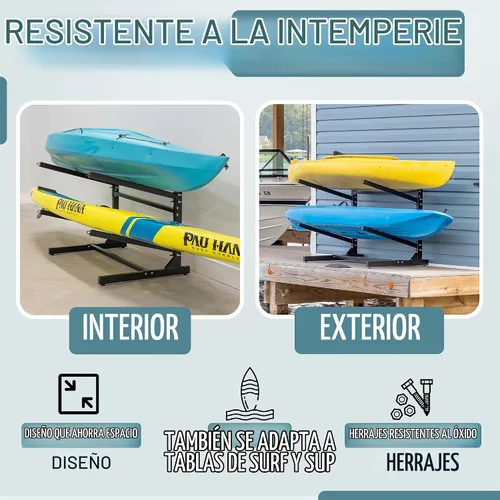 Vista 5 de Teal Triangle Estante de almacenamiento ajustable independiente para kayak Negro