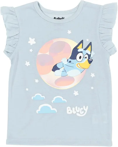 Vista 3 de Bluey Conjunto de camiseta y pantalones cortos de rizo francés para niñas pequeñas