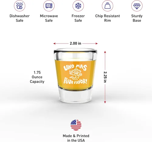 Vista 3 de LitGifts Diseño Uno Mas Por Favor - Divertidos vasos de chupito para adultos, regalos de tequila para hombres o mujeres, cosas divertidas e