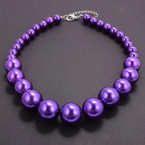 Vista 7 de Conjunto de collar y aretes de perlas de imitación grandes para mujer, joyería de perlas grandes
