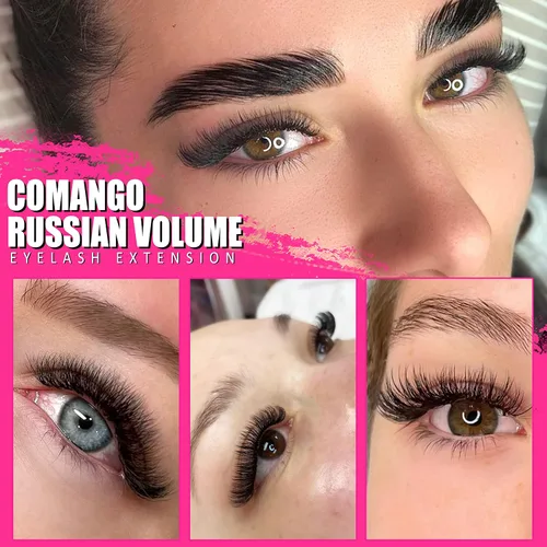 Vista 6 de Extensiones de pestañas de volumen prefabricadas 10D, 0.003 in de grosor, rizo C/D, 0.472 in, tallo corto, extensiones de pestañas de volumen