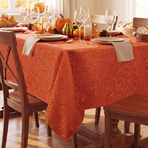 Vista 20 de Romanstile Mantel Rectangular de Jacquard, Impermeable Elegante con Patrón Floral Rizado de Damasco, Cubierta de Mesa Decorativa de Poliéster Beige