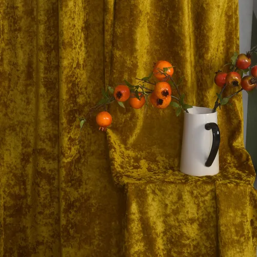 Vista 2 de Cortinas de Terciopelo Chartreuse Aplastado de Lujo Juego de 2 Paneles - 84 pulgadas de Largo para Oscurecer la Habitación Cortinas de Terciopelo