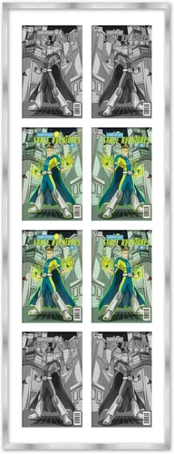 Vista 47 de Marco de cómic blanco mate para cómics publicado entre 1938 y 1955 (marco de madera maciza de cómic de la edad dorada) hecho para mostrar 4 cómics