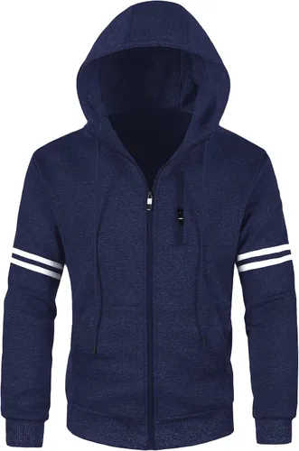 Vista 3 de Chrisuno Sudadera con capucha de forro polar suave para hombre, sudadera con capucha y cremallera