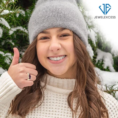 Vista 2 de JEWELEXCESS Anillo de diamantes blancos de rubí y acento de 1.80 CTW en oro de 14 quilates sobre plata