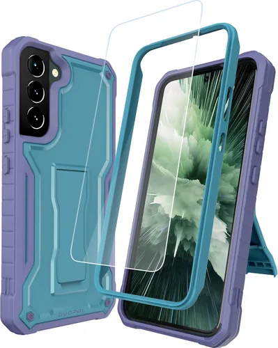 Vista 7 de Funda para Samsung Galaxy S22 5G (solo no es compatible con Plus o Ultra), funda de protección de grado militar con protector de pantalla HD y Negro