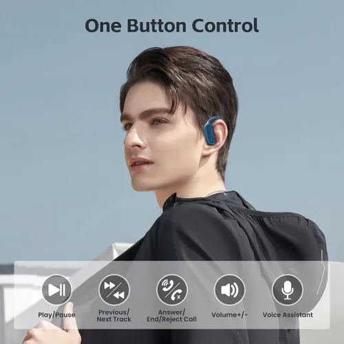 Vista 6 de TRAUSI Auriculares Bluetooth, auriculares inalámbricos con IPX7 resistente al agua, micrófono con cancelación de ruido, auriculares de carga rápida
