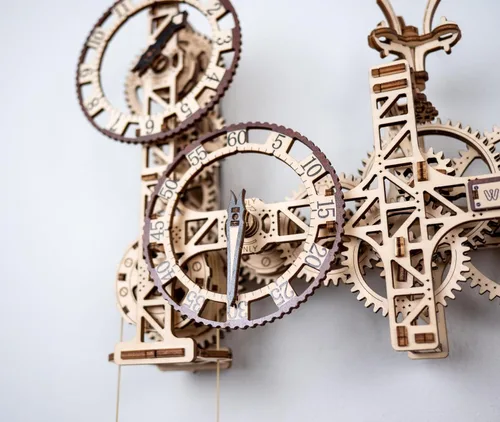 Vista 2 de WOODEN.CITY - Kit de reloj mecánico Steampunk, rompecabezas de madera 3D
