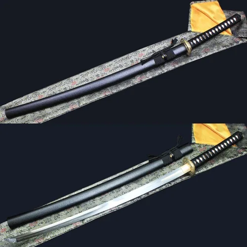Vista 2 de Katanas de acero modelado de 41 pulgadas Espada de arcilla templada samurái japonesa espada afilada