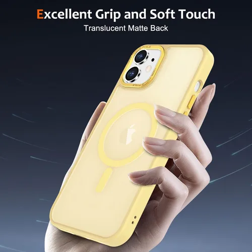 Vista 906 de Anuck - Funda magnética para iPhone 11 compatible con MagSafe, carcasa trasera mate translúcida dura, borde de TPU, delgada, resistente a impactos