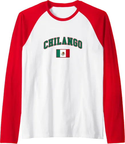 Vista 4 de Camiseta de béisbol raglán con bandera de México para hombre, Negro