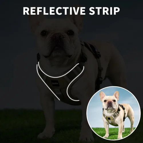 Vista 9 de Arnés para perro pequeño, arnés reflectante resistente táctico sin tirones y collar - seguro, sin estrangulamiento, chaleco para mascotas fácil