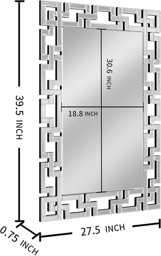 Vista 2 de KOHROS Espejo de pared veneciano decorativo de 40 x 28 pulgadas, rectangular, sin marco, con borde biselado, para entrada, baño, sala de estar