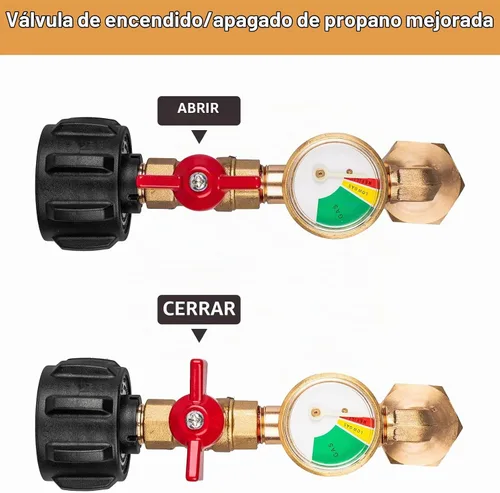 Vista 6 de Siasky Adaptador de Recarga de Propano Mejorado de 20lb a 1lb Convertidor, Diseño con Válvula y Medidor, Adaptador de Recarga de Propano QCC1 Codo