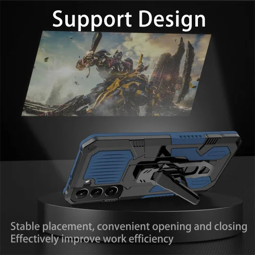 Vista 4 de Asuwish Funda protectora compatible con Samsung Galaxy S22 5G y protector de pantalla de vidrio templado, clip para cinturón, resistente a prueba