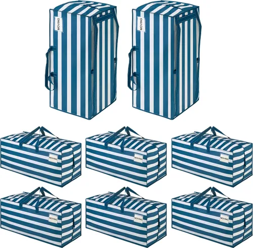 Vista 118 de VENO Paquete de 6 bolsas de mudanza resistentes con correas de mochila, cremalleras y asas, bolsas de embalaje extragrandes para artículos