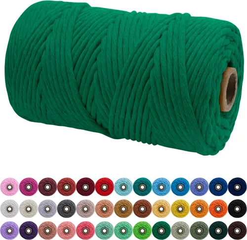 Vista 136 de JeogYong Cordón de macramé de un solo hilo 3 mm x 109 yardas (328 pies) Cuerda de algodón suave Hilo de macramé de 3 mm, suministros de macramé