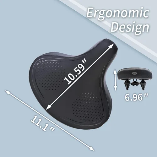 Vista 2 de YLG Asiento de bicicleta cómodo de gran tamaño para ciclista casual Sillín de bicicleta grande, amortiguación firme, para mujeres y hombres