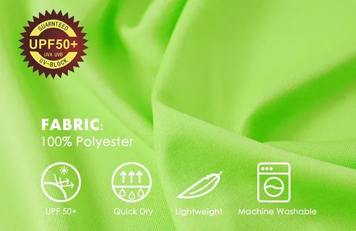 Vista 4 de Willit Camiseta de protección solar con capucha para hombre, manga corta, UPF 50+, FPS, secado rápido, resistente al agua Verde fluorescente