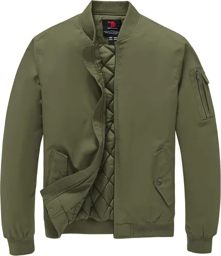 Vista 10 de TBMPOY - Chaqueta de hombre para el otoño, chaqueta de invierno, rompevientos, bomber, con cremallera, acolchada, de softshell, cálida