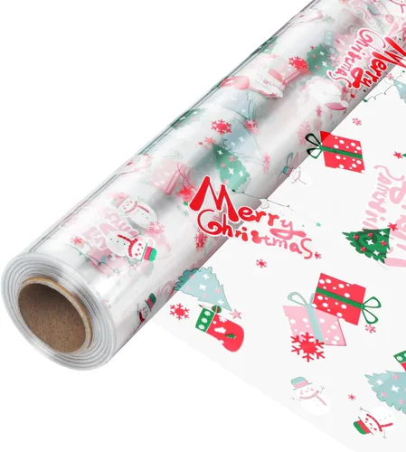 Vista 14 de JOYIT Rollo de celofán de feliz cumpleaños de 100 pies de largo x 35 pulgadas de ancho, rollo de celofán transparente de 3 mil de grosor, bolsas