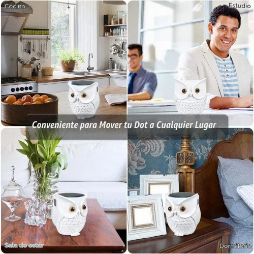 Vista 7 de Soporte de altavoz inteligente con forma de búho, bonita estatua decorativa de búho compatible con altavoces inteligentes como Echo Dot