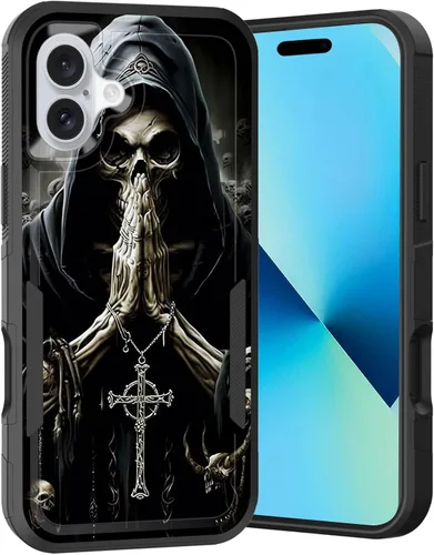 Vista 150 de Funda para iPhone Air, doble capa híbrida resistente resistente a prueba de golpes de policarbonato duro + funda protectora de silicona suave