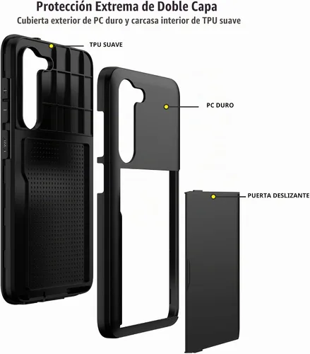 Vista 3 de Nvollnoe Funda para Samsung S23 con tarjetero 5G de 6.1 pulgadas, delgada, de doble capa, resistente, protector para Galaxy S23, funda con ranura