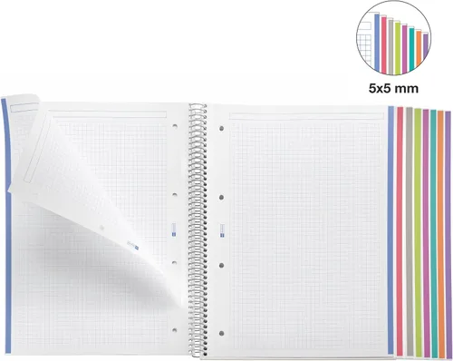 Vista 5 de Miquelrius - Pack de 3 cuadernos A4, cuaderno The Original Modern, 8 rayas de colores, cubierta de polipropileno, 4 agujeros para archivar, 200