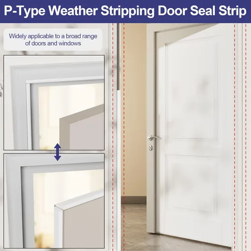 Vista 5 de Burlete de sellado de puerta, burlete de espuma de 118 pulgadas, sellador de ventana para invierno, aislamiento de puerta autoadhesiva para puerta