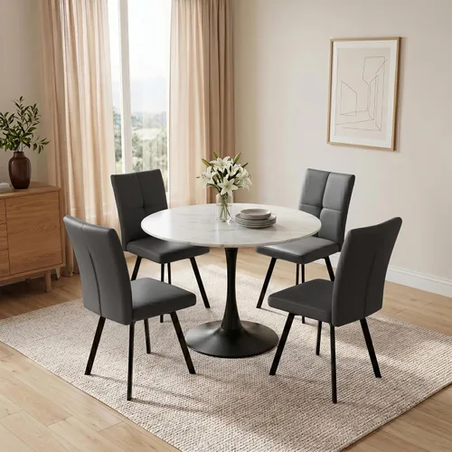 Vista 14 de HIPIHOM Juego de 2 sillas de comedor, sillas de cocina tapizadas Negro