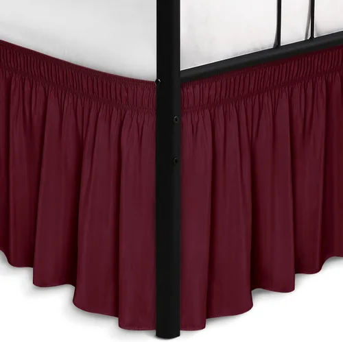 Vista 65 de Biscaynebay Faldas de cama envolventes con esquinas divididas para camas Twin/Twin XL de 15 pulgadas de caída, volantes de polvo elásticos Negro