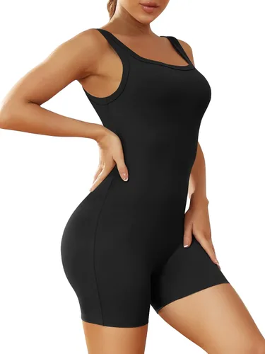 Vista 3 de AUTOMET Overol sexy para mujer, overol de entrenamiento de una pieza, trajes de verano, pantalones cortos, overoles para gimnasio, yoga, ropa