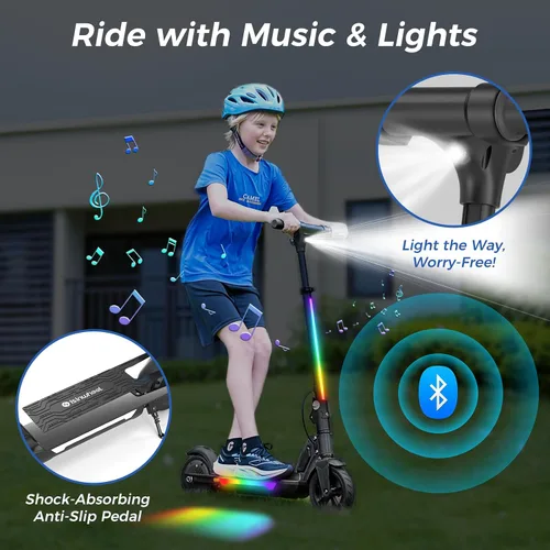 Vista 8 de ISINWHEEL Patinete Eléctrico para Niños de 6 a 14 años, Patinete Eléctrico Plegable para Niños de 200W/150W con 3 Velocidades (8/13/20 Km/h)